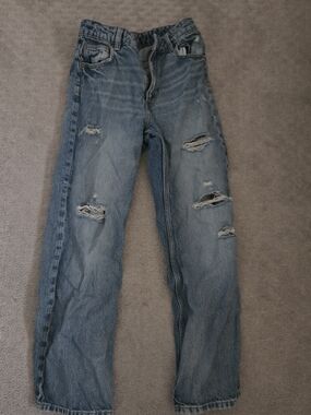 Zara Girl's Light Blue Ripped Relaxed Jeans